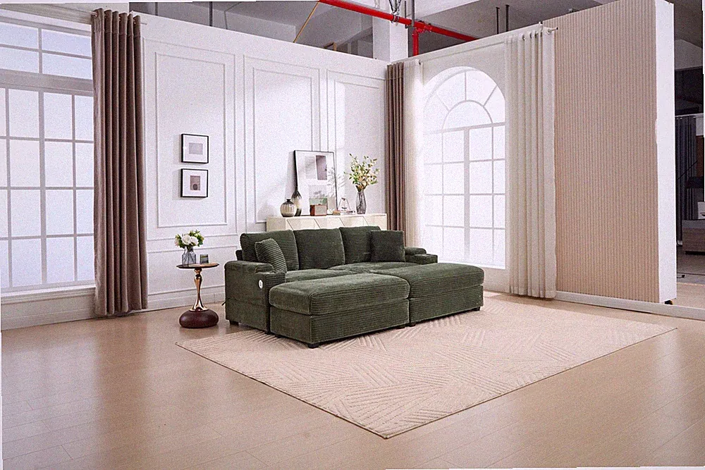 Combination Modular Convertible Sectional Sofa Bed Set,Armrest storage, Stainles