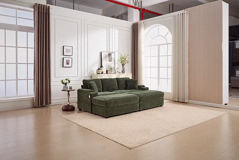 Combination Modular Convertible Sectional Sofa Bed Set,Armrest storage,Stainles