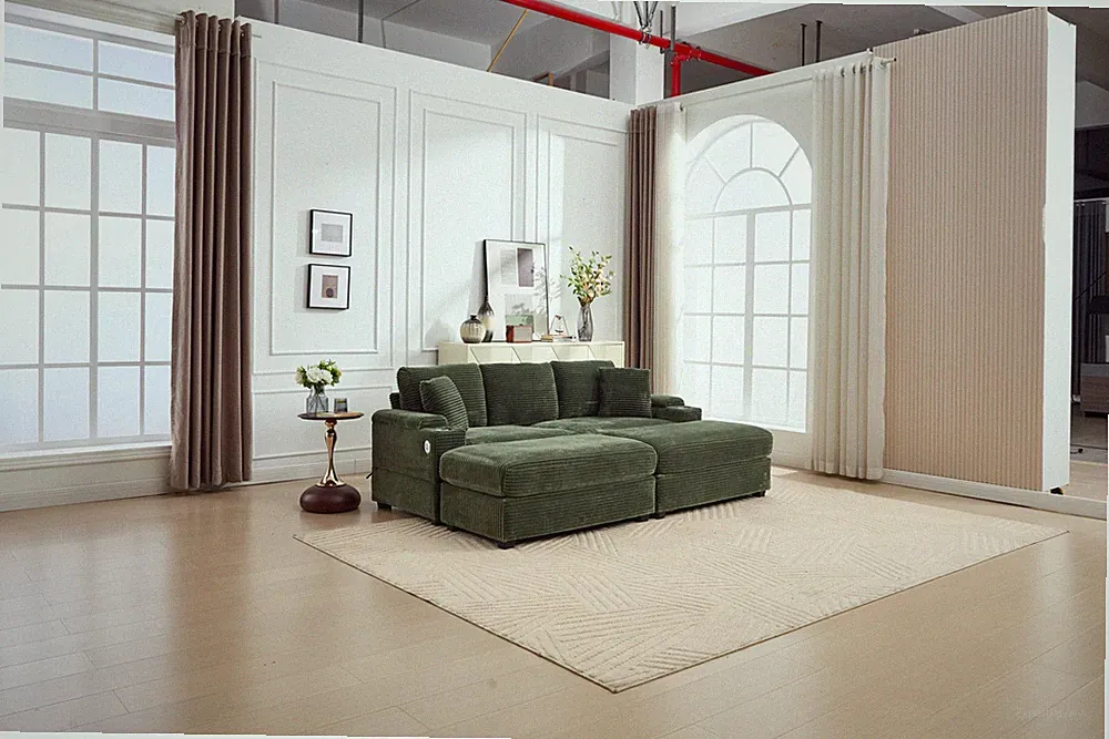 Combination Modular Convertible Sectional Sofa Bed Set,Armrest storage,Stainless