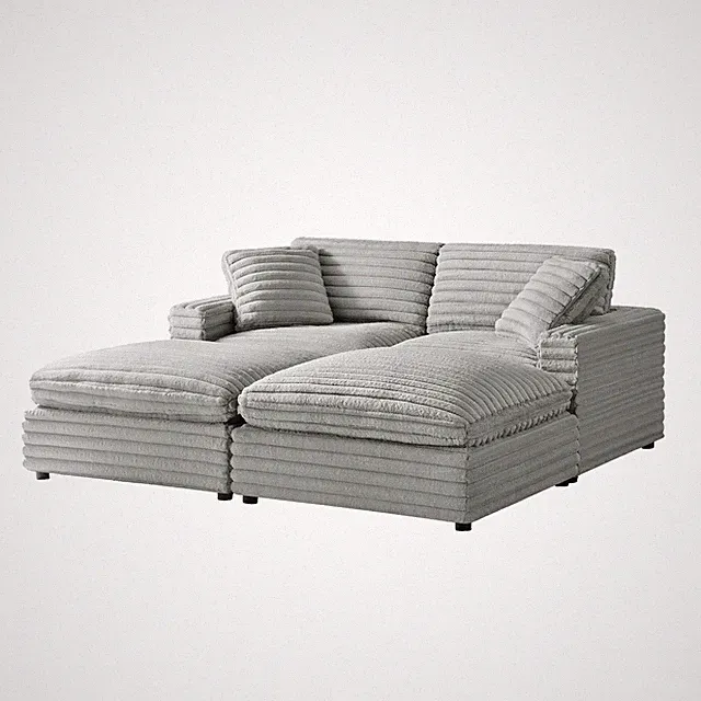 Comfort Pointe Julia 4-piece Chofa Sectional in Plush Gray Cord-like Fabric