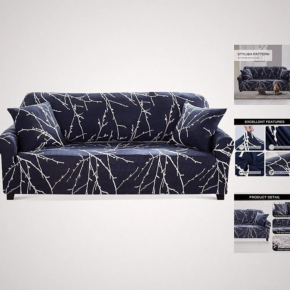 Comfort & Style: Durable Stretch Sofa Slipcover with Two Pillow Cases Included