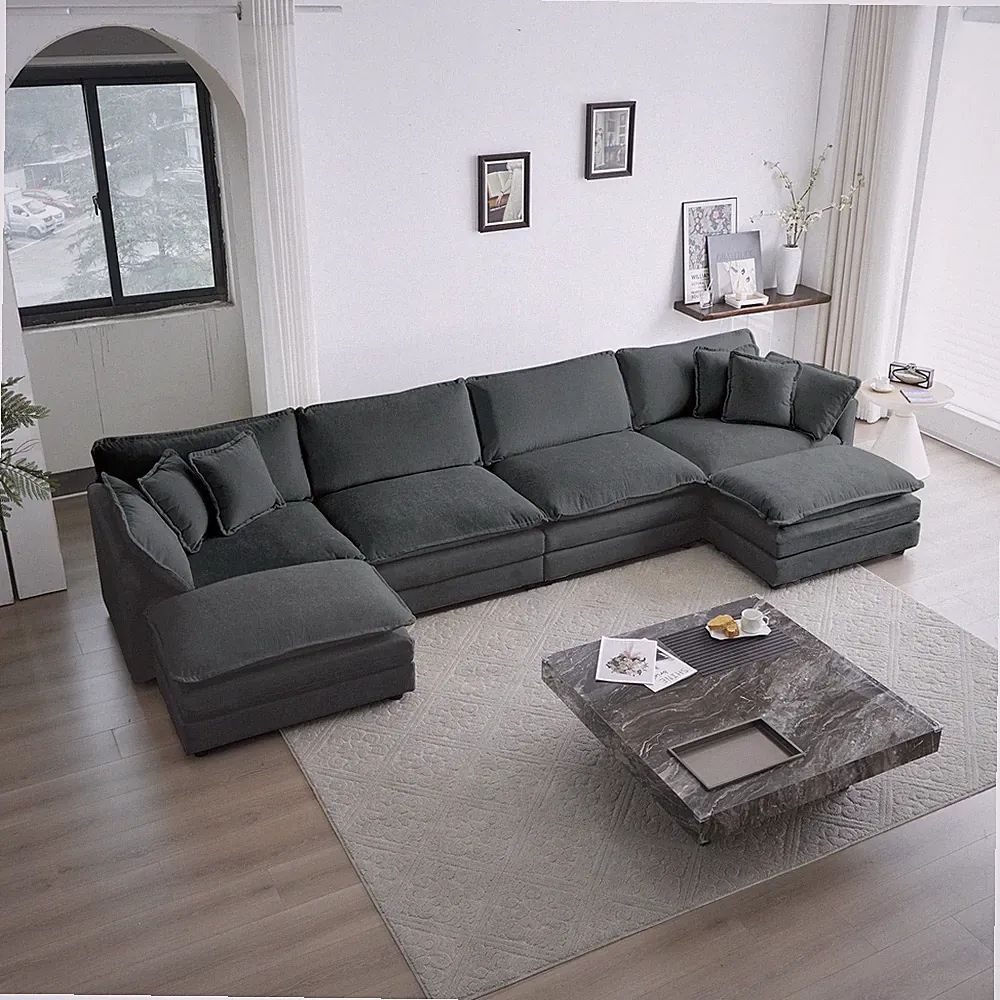 Comfort U Shaped Couch with Reversible Chaise, Modular Large U-Shape Sectional