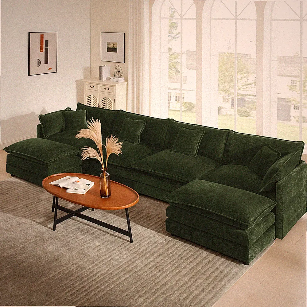 Comfort U Shaped Couch with Reversible Chaise, Modular Large U-Shape Sectional