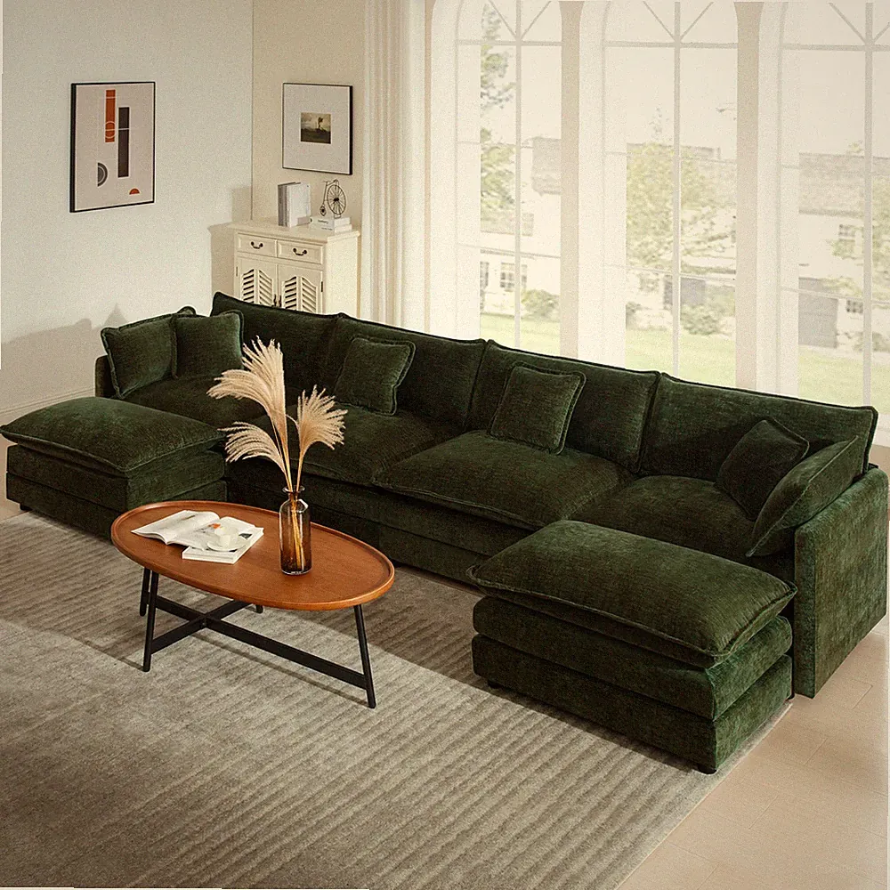 Comfort U Shaped Couch with Reversible Chaise, Modular Large U-Shape Sectional S