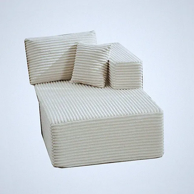 Comfortable Beige Sectional Sofa – No Assembly Needed, Corduroy Finish, Right