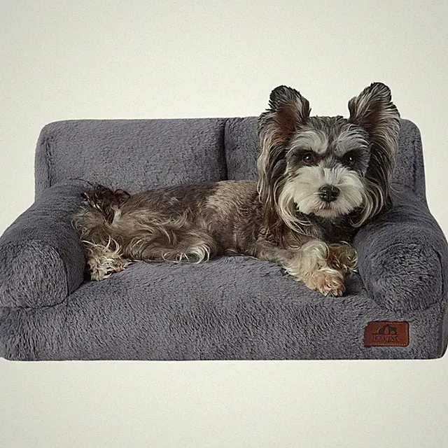 Comfortable & Easy-Clean Grey Pet Sofa for Small Dogs and Cats - 25 lbs Max