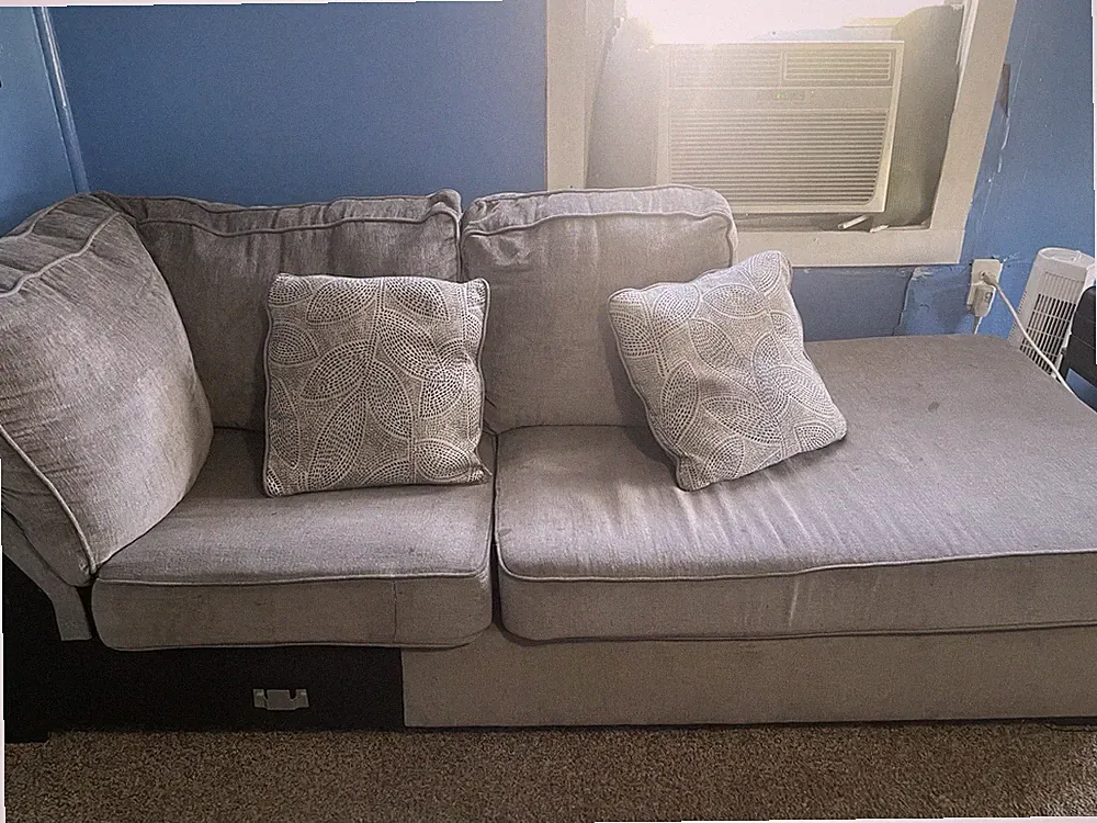 Comfortable Gray Sleeper Sectional Sofa w/Bed