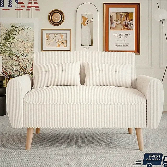 Comfortable Loveseat Sofa Easy Assembly Tufted Back Modern Design Living Room US