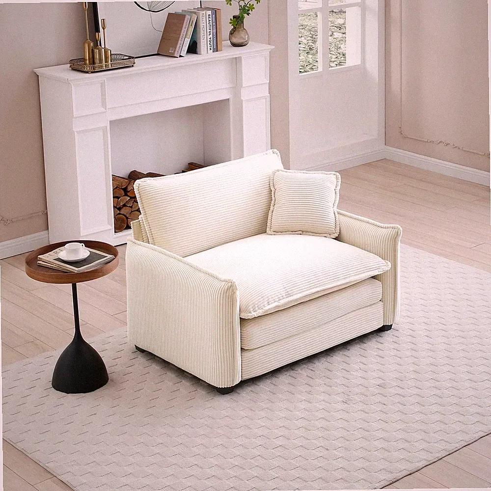 Comfortable Single Deep Seat Sofa w/One Pillow,Suitable for Living Room and Bed