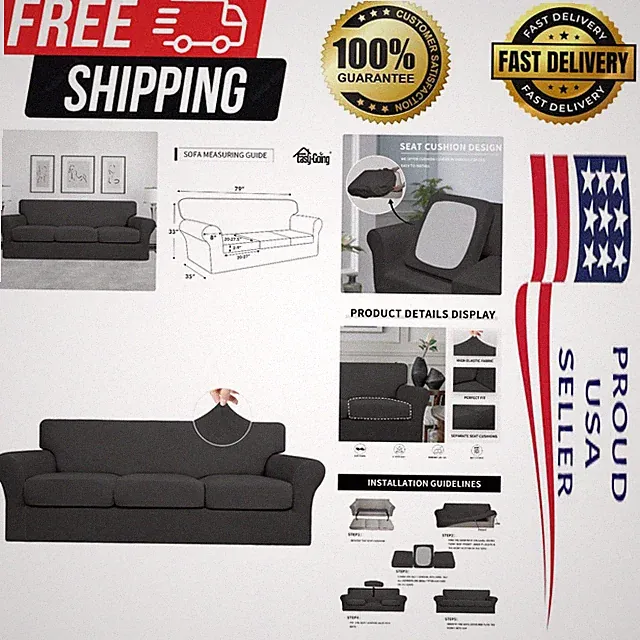 Comfortable & Stretchy 4-Piece Couch Cover - Machine Washable for Easy Care