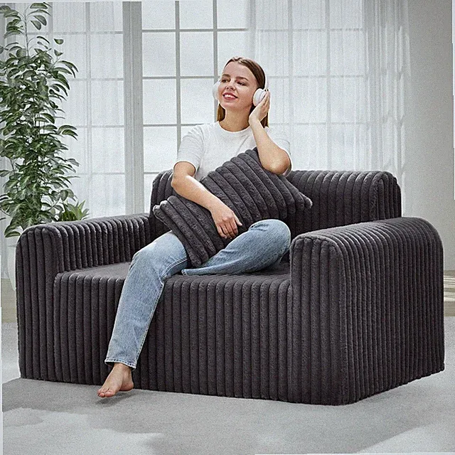 Comfy 2-Seater Loveseat Sofa for Small Spaces with Removable Cover, Dark Grey