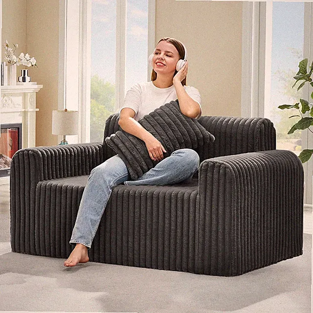 Comfy 2-Seater Loveseat Sofa with Removable Cover for Small Spaces - Black