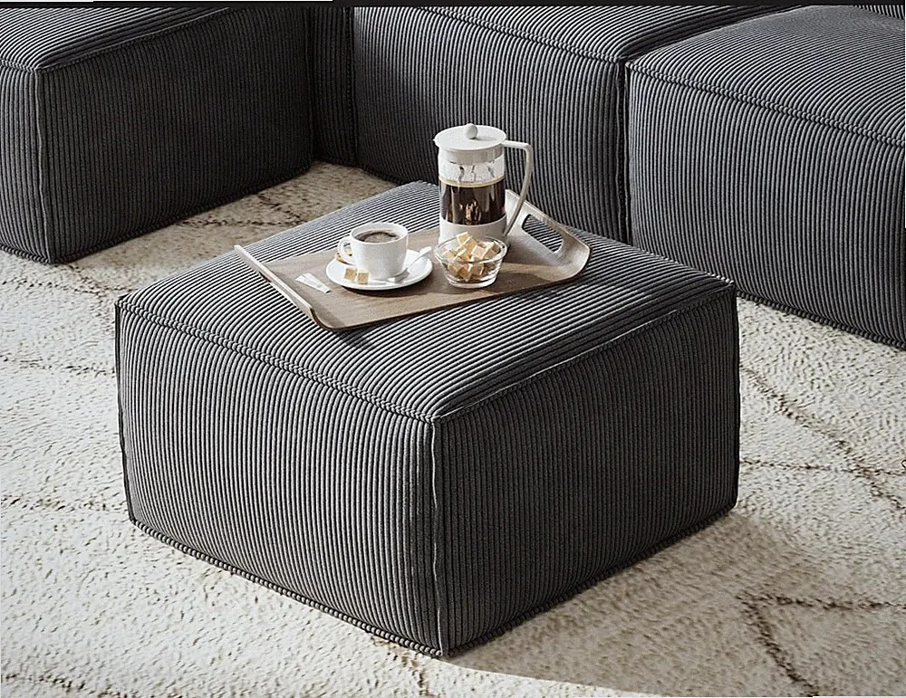 Comfy Bluish Grey Modular Sectional Sofa Ottoman - No Assembly Needed