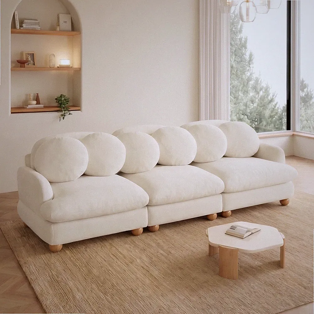 Comfy Chenille Modular Sectional Sofa,3 Seater Deep Seat Couch w/6 Throw Pillow