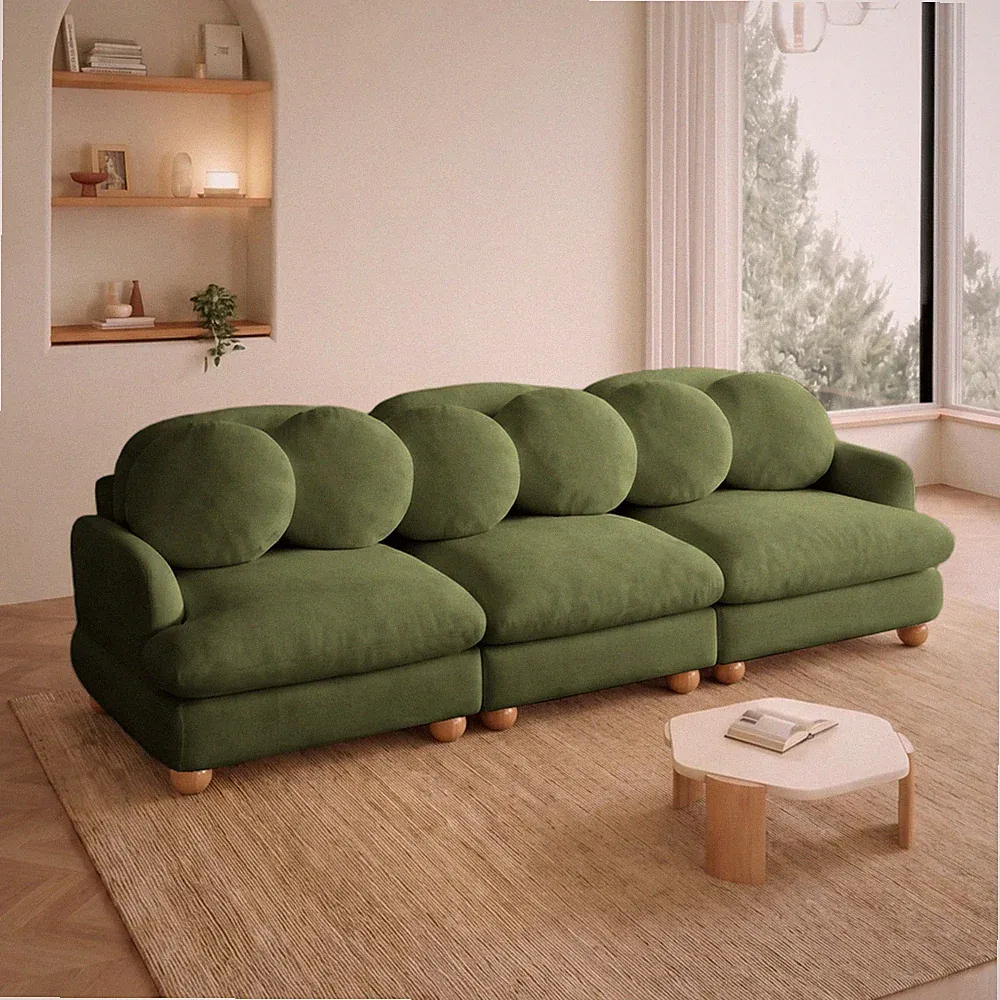 Comfy Chenille Modular Sectional Sofa,3 Seater Deep Seat Couch w/6 Throw Pillows