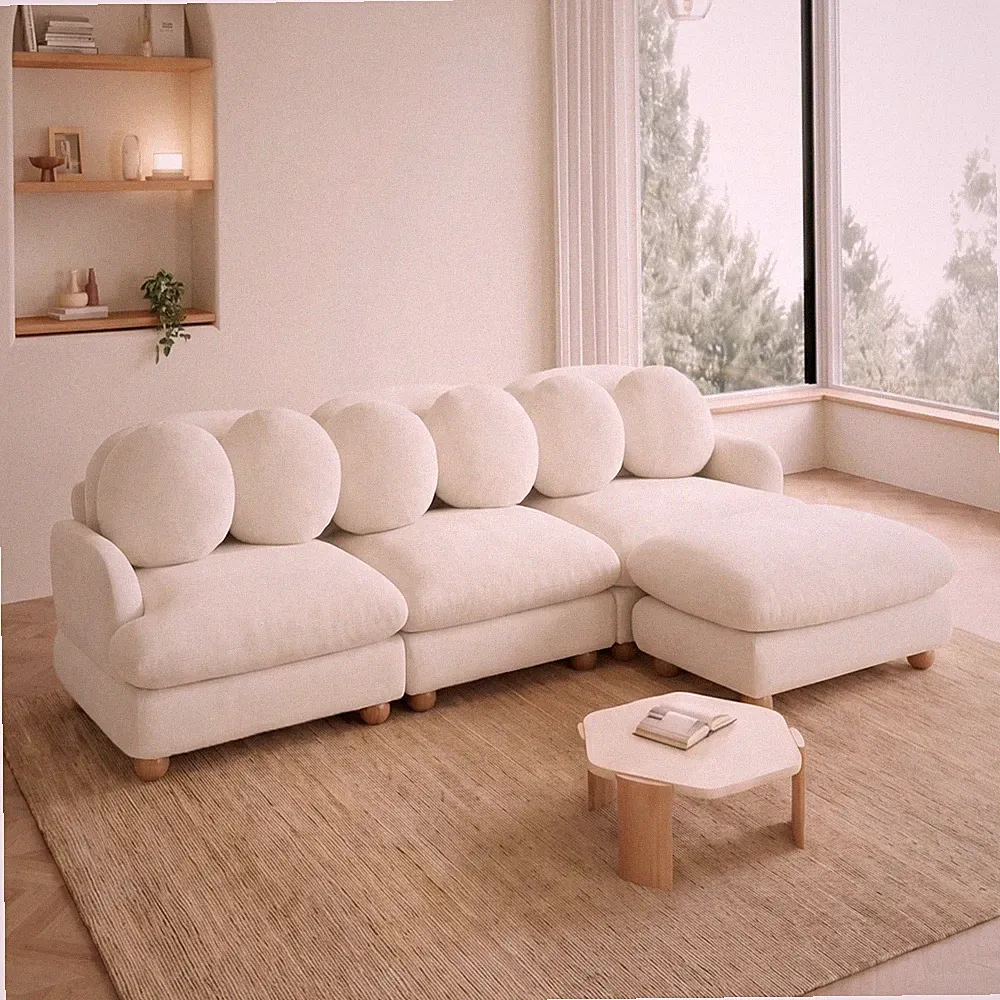 Comfy Chenille Modular Sectional Sofa,4 Seater Deep Seat Couch w/6 Throw Pillow