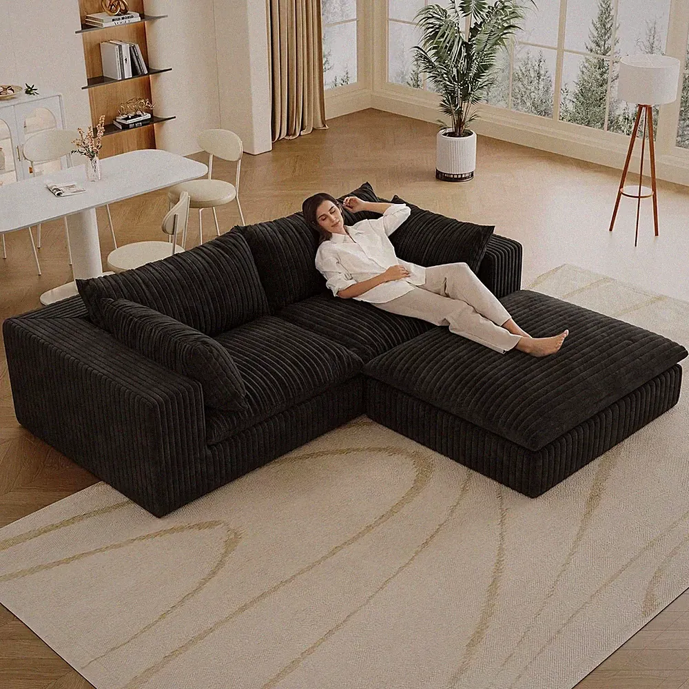 Comfy Cloud Modular Sectional Sofa with Ottoman & Down-Filled Cushions