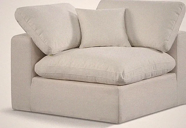 Comfy Cream Corner Chair with Down Feather Cushions - Modern Upholstered Design