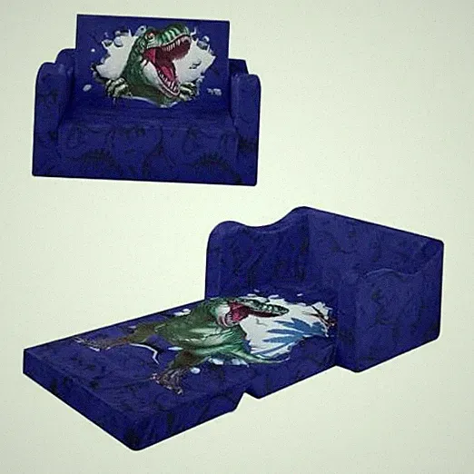 Comfy Kids Couch, 2-in-1 Folding Kids Sofa Bed for Toddler Boys, Dinosaur