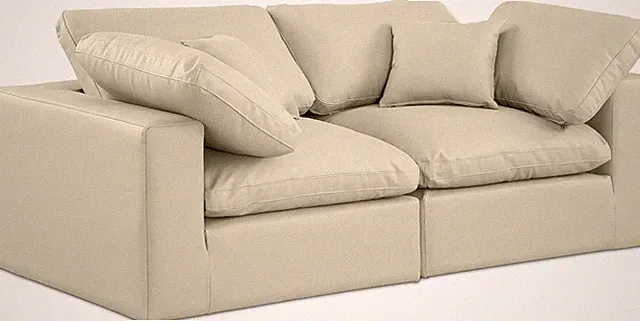 Comfy Modern Modular Sofa in Soft Cream Vegan Leather - 80" W