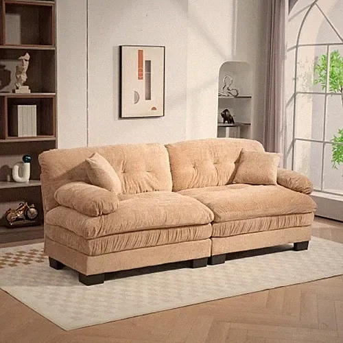 Comfy Upholstered Furniture for Living Room Apartment Studio Office-Khaki