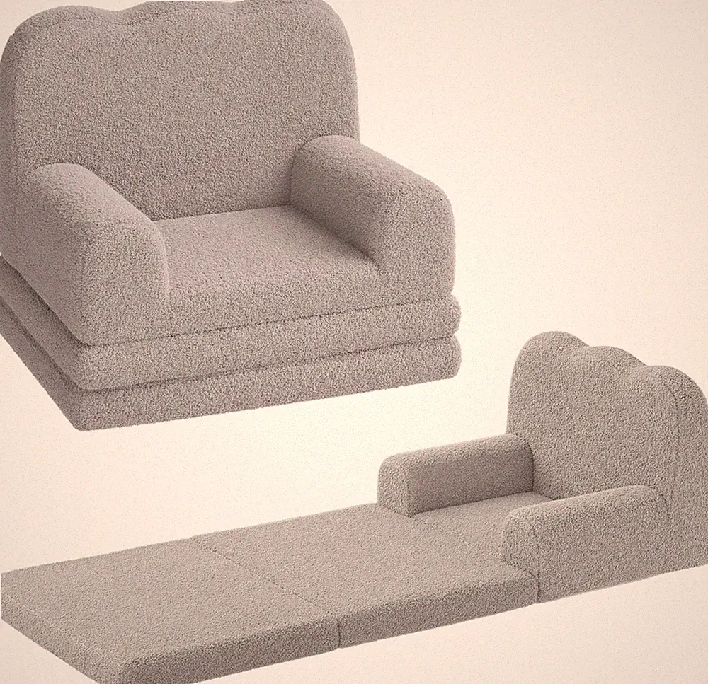 Comfy Upholstery Armchair for Kids 2-in-1 Convertible Fold Out Couch Sofa Bed