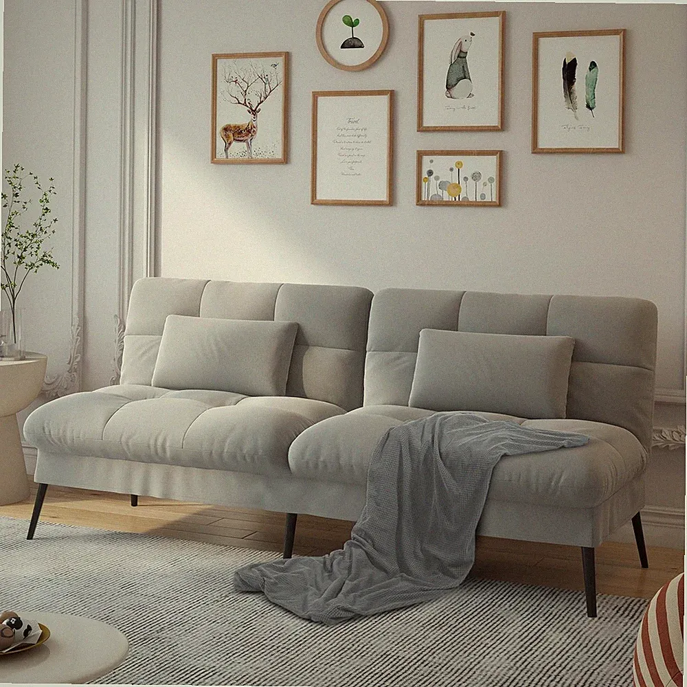 COMHOMA Convertible Futon Sofa Bed, 72″Fabric Futons Couch with Adjustable Backr