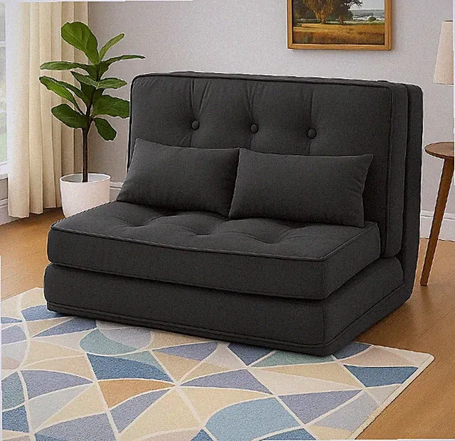 COMHOMA Foldable Sofa Bed w/ Pillows, Adjustable Backrest - for Living Room/Dorm