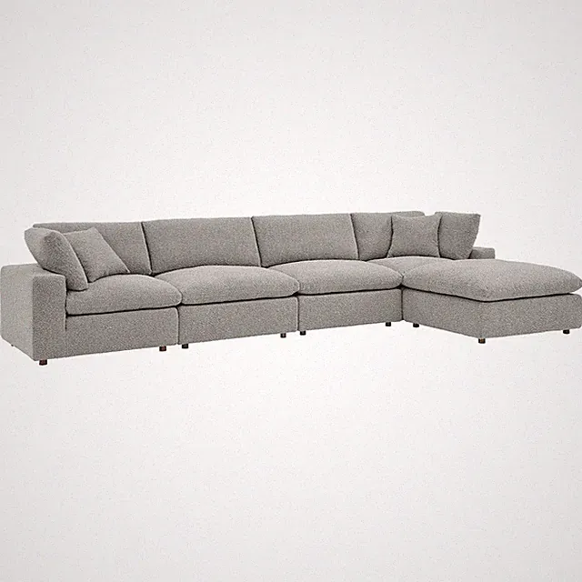 Commix 5-Piece Down Filled Overstuffed Boucle Fabric Sectional Sofa