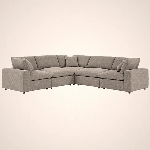 Commix 5-Piece Down Filled Overstuffed Boucle Sectional Sofa