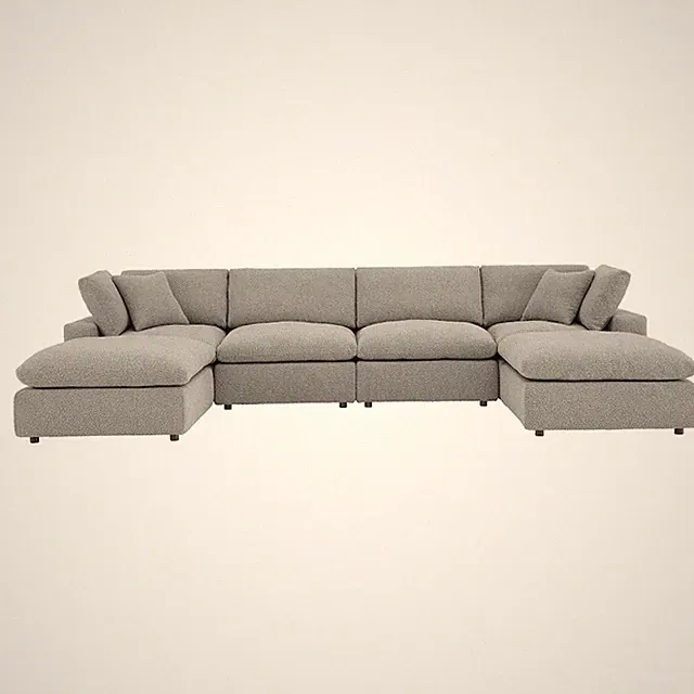 Commix 6-Piece Down Filled Overstuffed Boucle Sectional Sofa