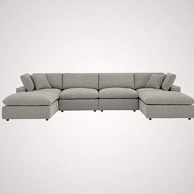 Commix 6-Piece Down Filled Overstuffed Boucle Sectional Sofa