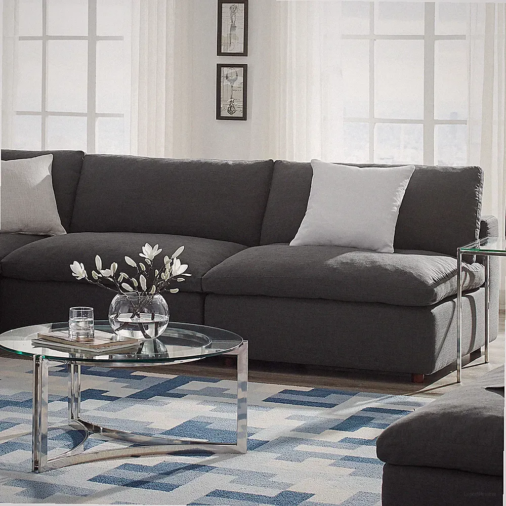 Commix Armless Sectional Loveseat in Gray
