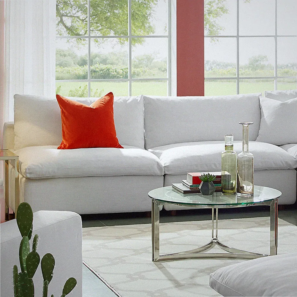 Commix Armless Sectional Loveseat in White