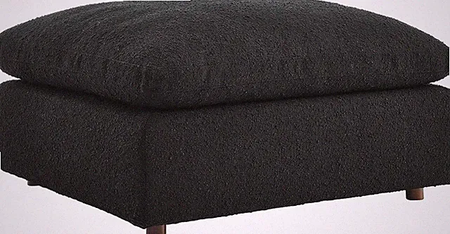 Commix Black Ottoman - Down Filled Overstuffed Boucle Sofa Accessory