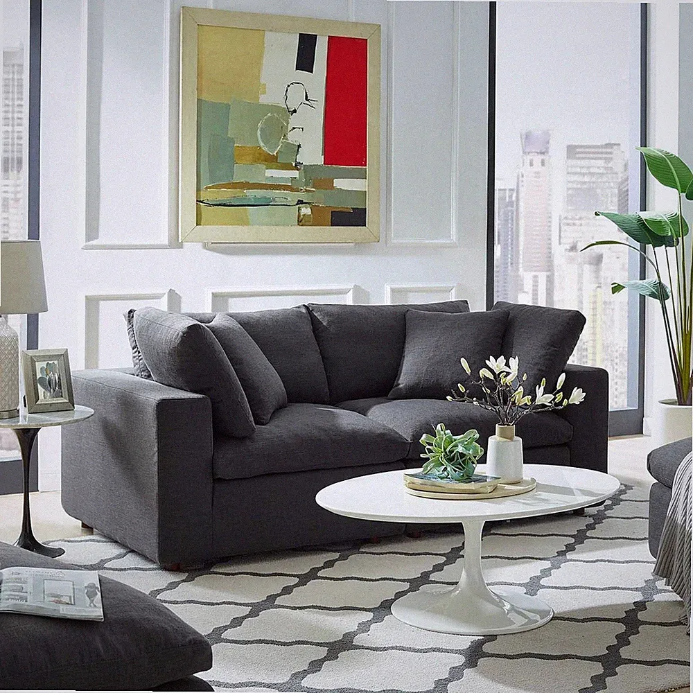 Commix down Filled Overstuffed 2 Piece Sectional Sofa Set, Two Corner Chairs, Gr