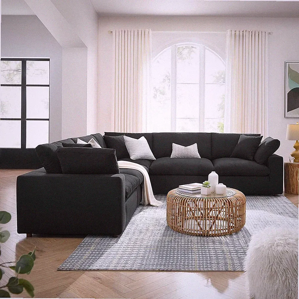 Commix Down-Filled Overstuffed Upholstered 5-Piece Sectional Sofa Set