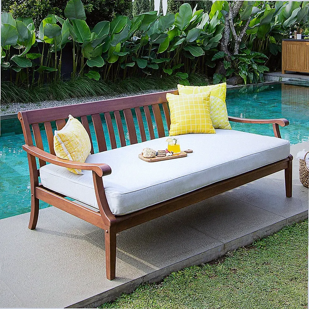 Como Solid Wood Daybed Sofa, 3-Seater with Removable Cushions, Weather-Resistant