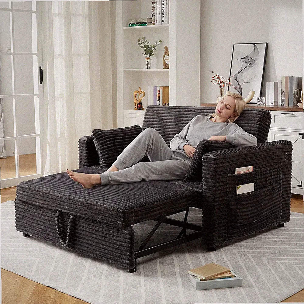 Compact 48'' Loveseat Sleeper Sofa Bed with Charging Station, Dark Grey