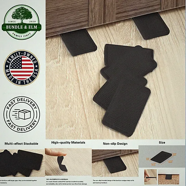 Compact 8-Piece Black Leveling Wedges - Ideal for Indoor & Outdoor Furniture