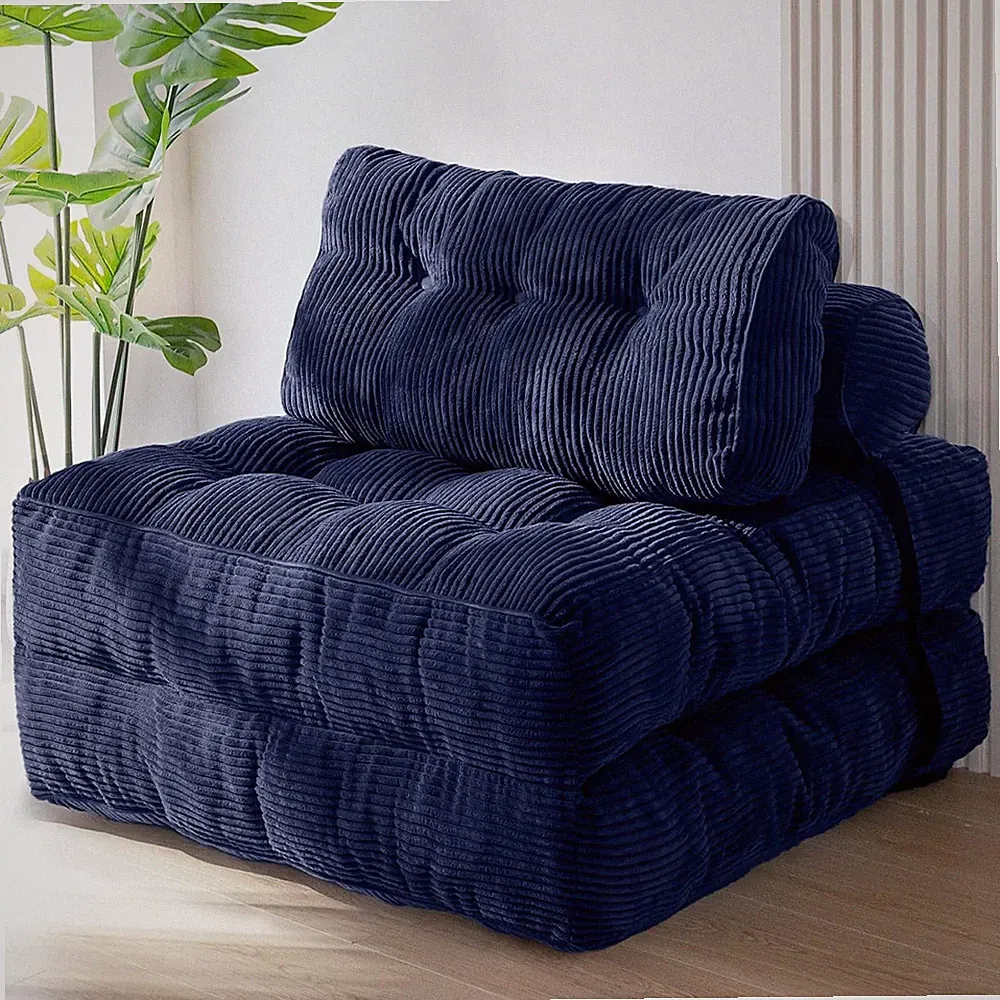 Compact and Stylish Folding Sofa Bed in Navy - Perfect for Sitting & Sleeping