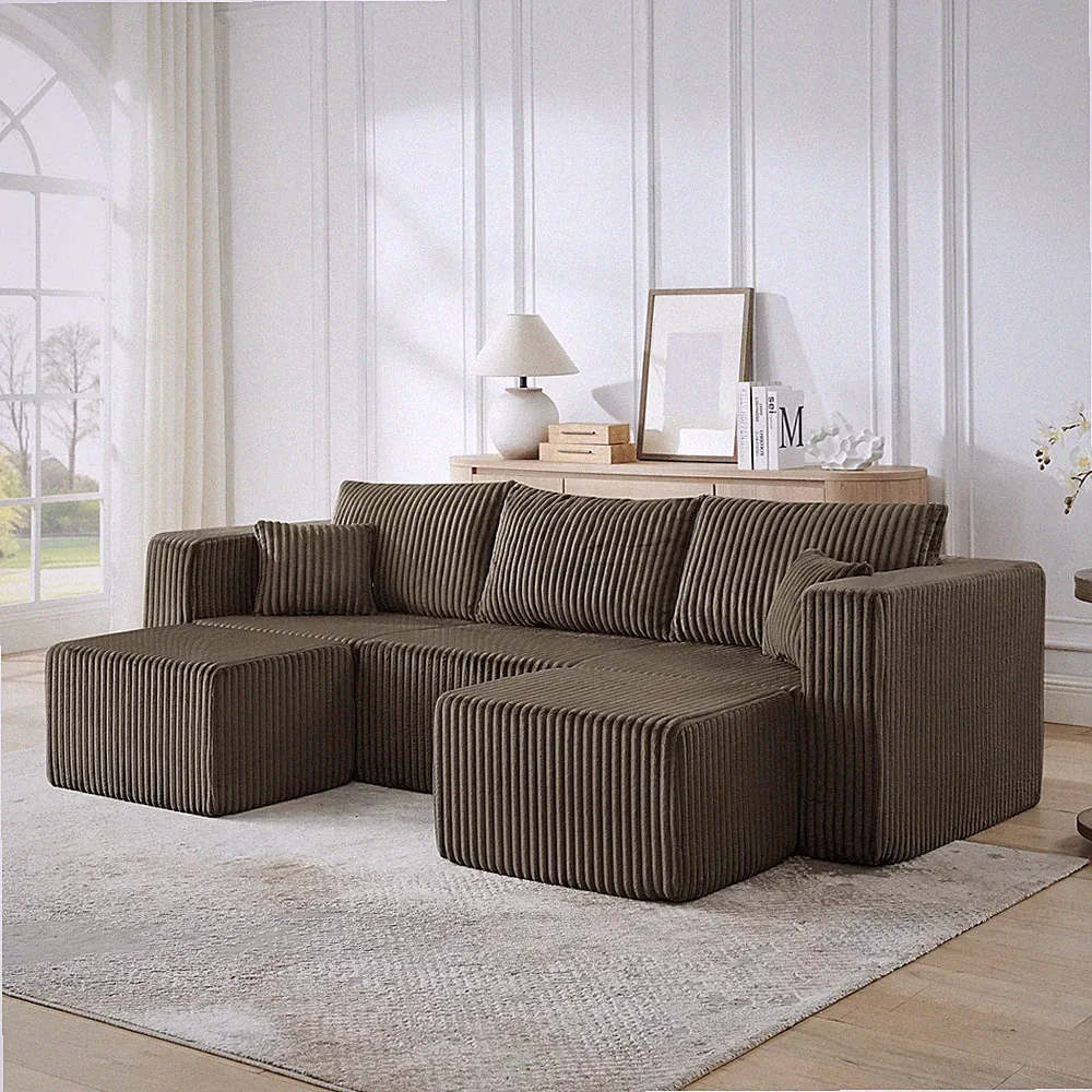 Compact modular sectional,Compressed Corduroy Sofa w/Modern Minimalist Style,Ul