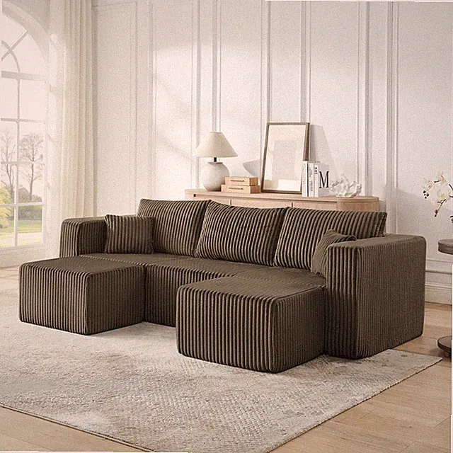 Compact modular sectional,Compressed Corduroy Sofa with Modern Minimalist Styl