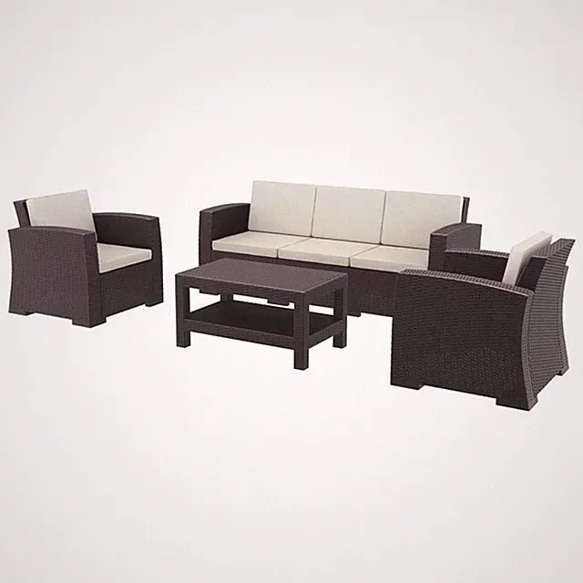 Compamia Monaco 4 Piece Outdoor Sofa Set in Brown with Cushion