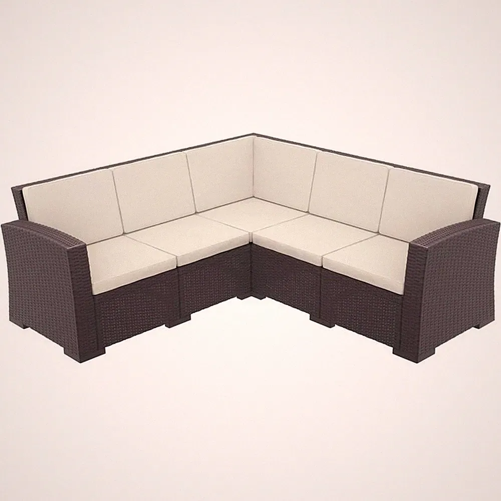 Compamia Monaco 5 Piece Outdoor Sectional in Brown with Cushion