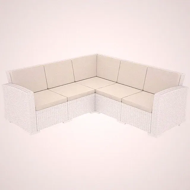 Compamia Monaco 5 Piece Outdoor Sectional in White with Cushion