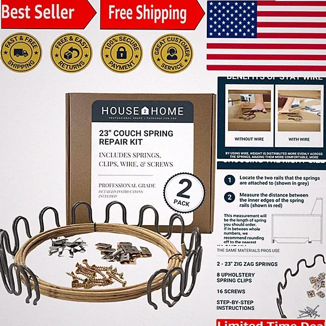 Complete 23-Inch Couch Spring Set - Fix Sagging Cushions Easily & Effectively