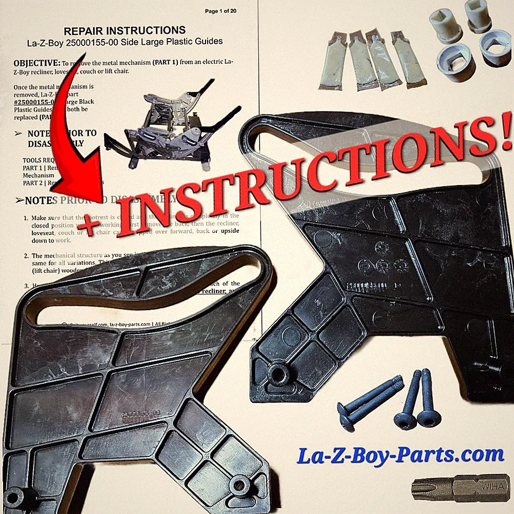 COMPLETE OEM KIT La-Z-Boy 25000155-00 Plastic Guide Lazy Lift Recliner Sofa Part