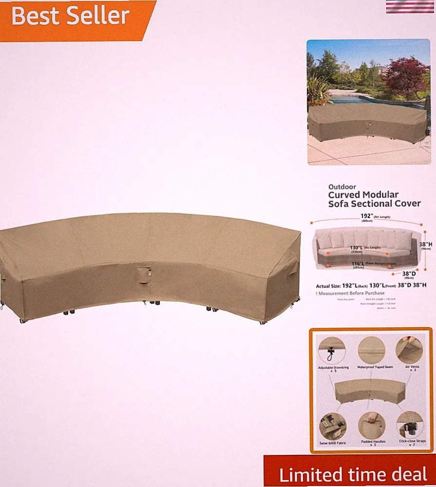 Complete Weather-Resistant Curved Sectional Cover - 190" x 128" Waterproof