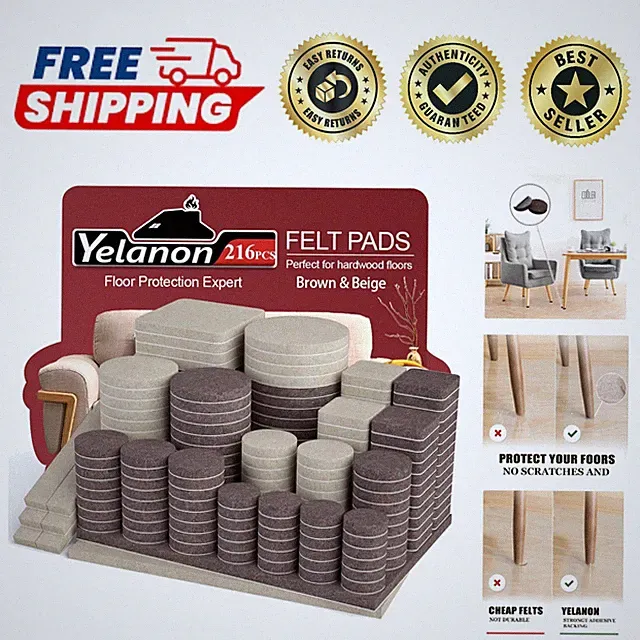 Comprehensive Felt Floor Protectors - 216 Self-Stick Pads for Furniture Legs